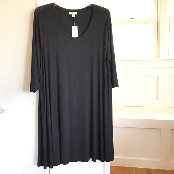 STYLE & CO Fit & Flare Midi Dress Scoop Neck Black Swing Women’s Plus Size 2X - Picture 2 of 16